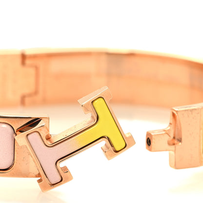Hermes Enamel Narrow Clic Clac H Fusion Bracelet PM Rose Candeur Jaune Tennis 4 of 5