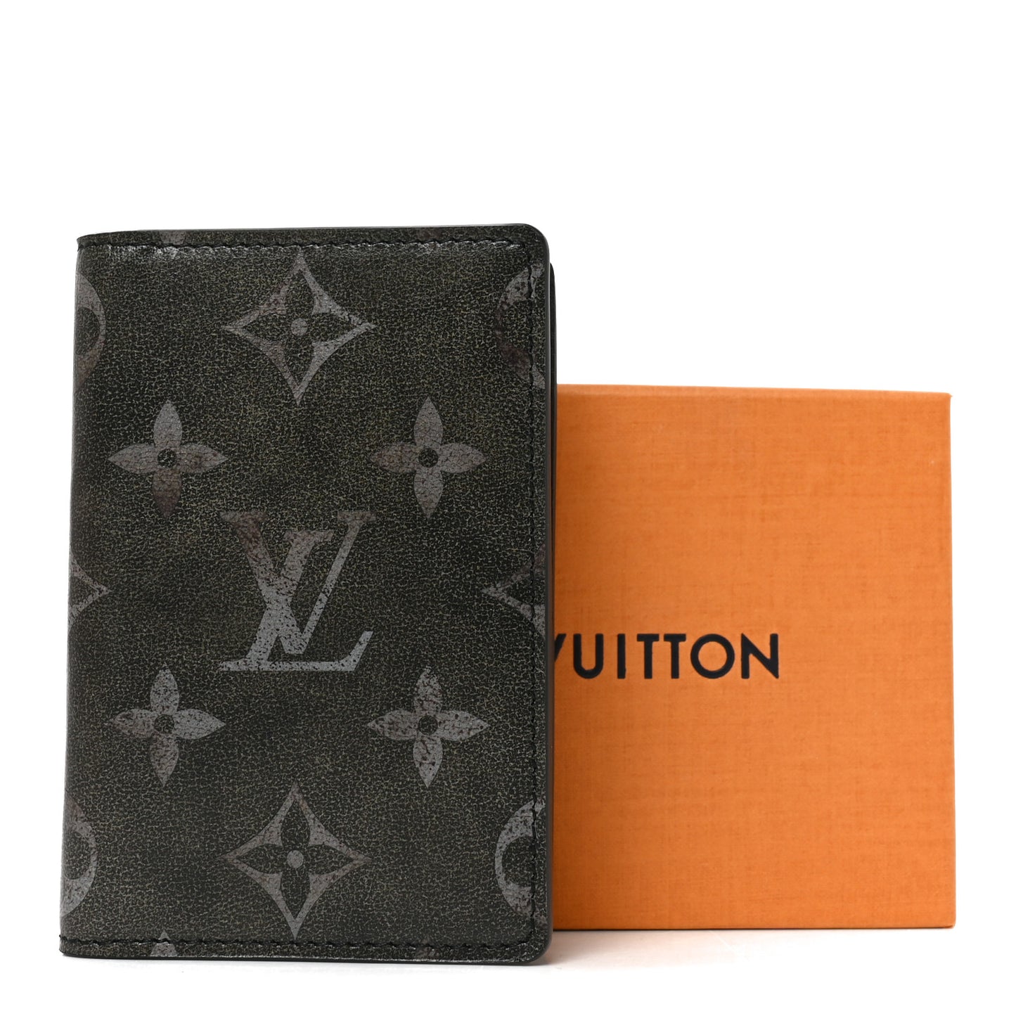 Brushed Monogram Pocket Organizer Black White