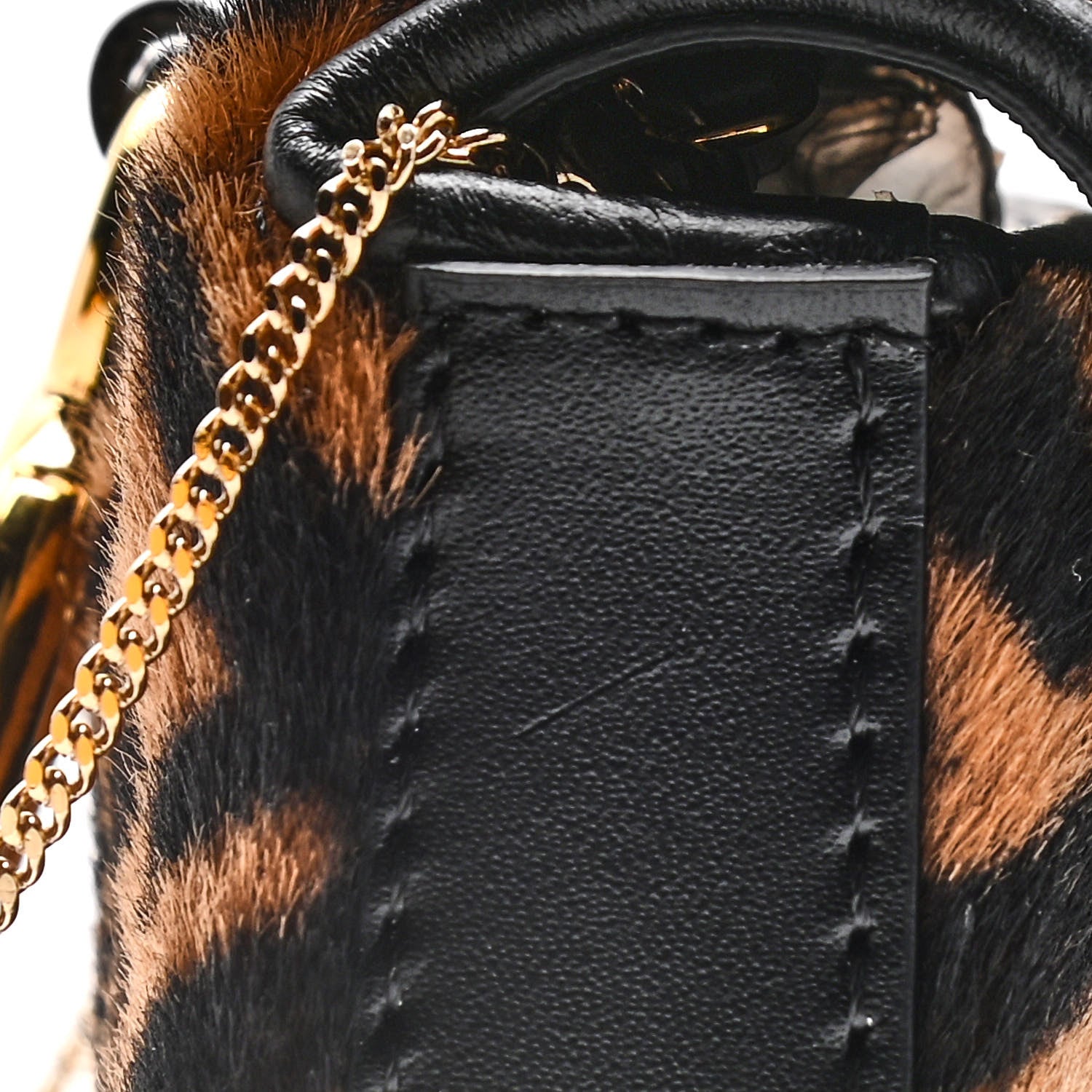 Fendi Sheared Sheepskin Vitello King FF Nano Baguette Charm Tobacco Moro Black 10 of 12