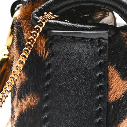 Fendi Sheared Sheepskin Vitello King FF Nano Baguette Charm Tobacco Moro Black 10 of 12