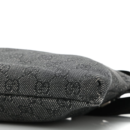 Gucci Denim Monogram Double Pocket Belt Bag Black 9 of 9