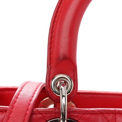 Christian Dior Lambskin Cannage Medium Lady Dior Red 10 of 11