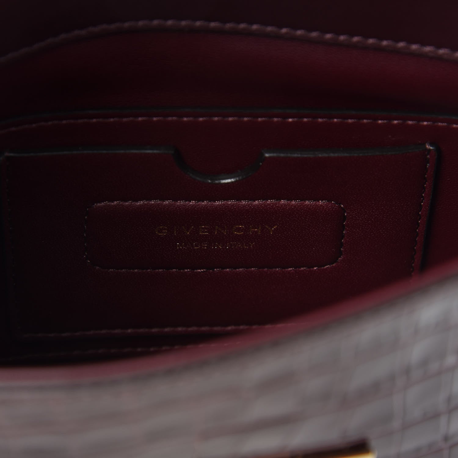 Givenchy Calfskin Crocodile Embossed Small Eden Burgundy 8 of 9