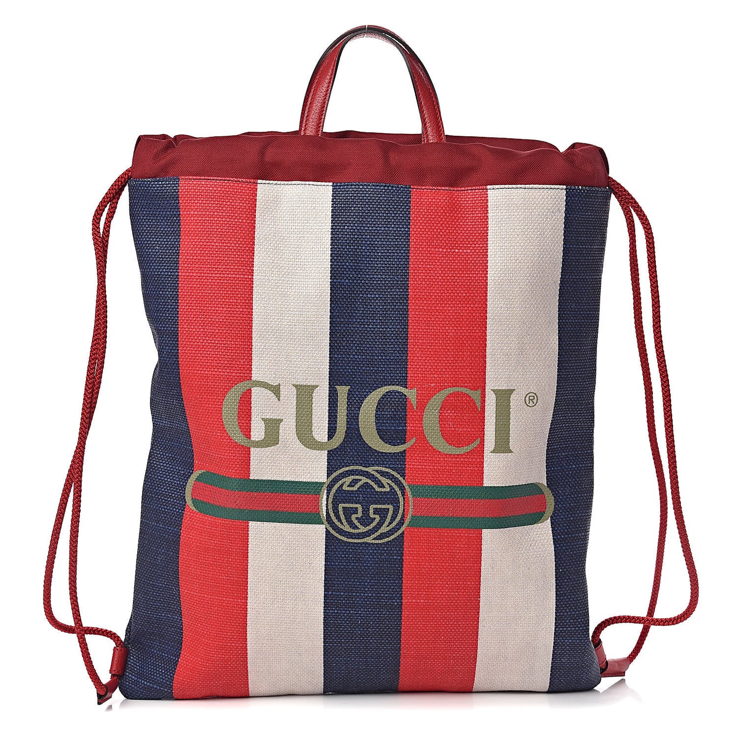 Canvas Logo Sylvie Stripe Drawstring Backpack Red