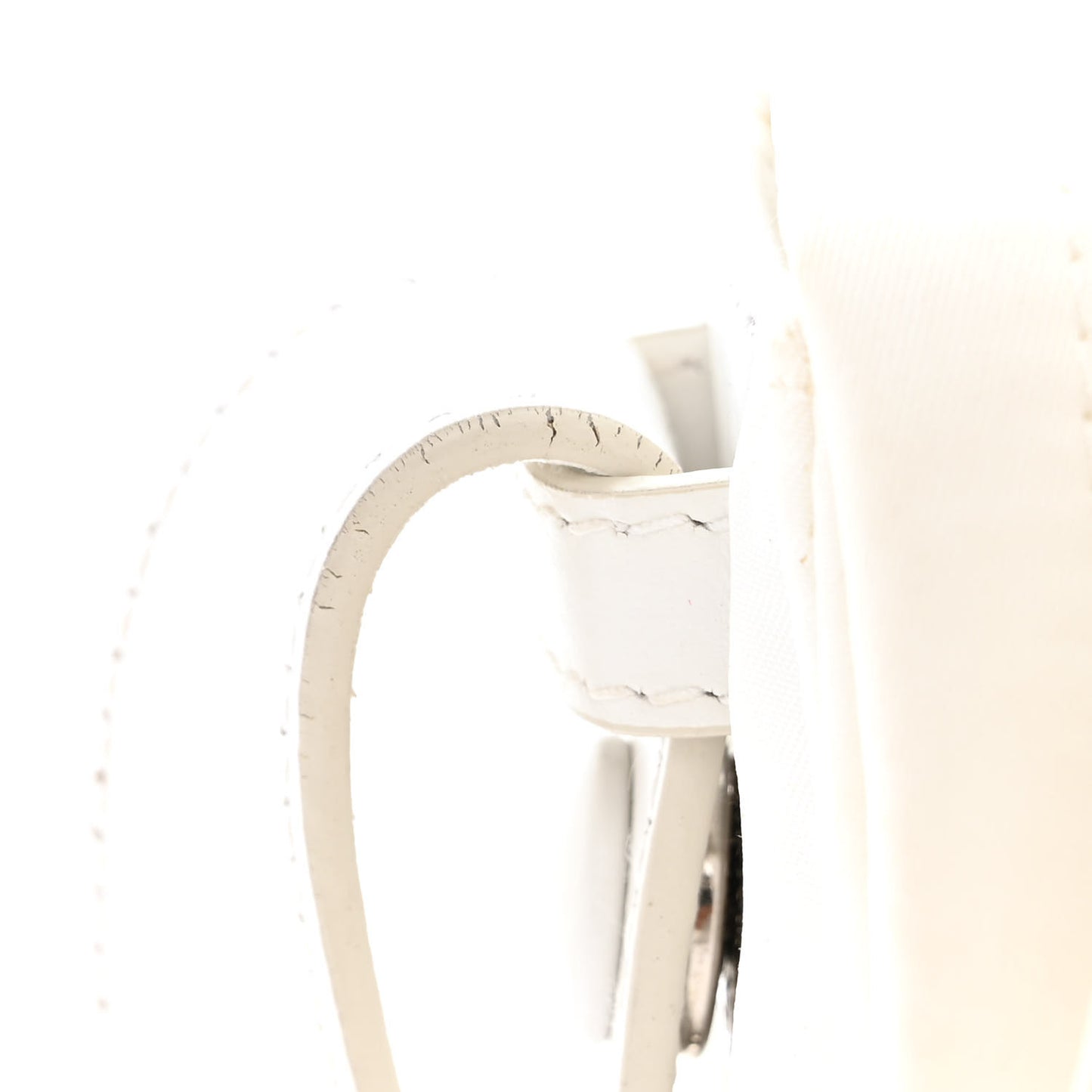 Re-Nylon Vitello Padded Small Flap Shoulder Bag White