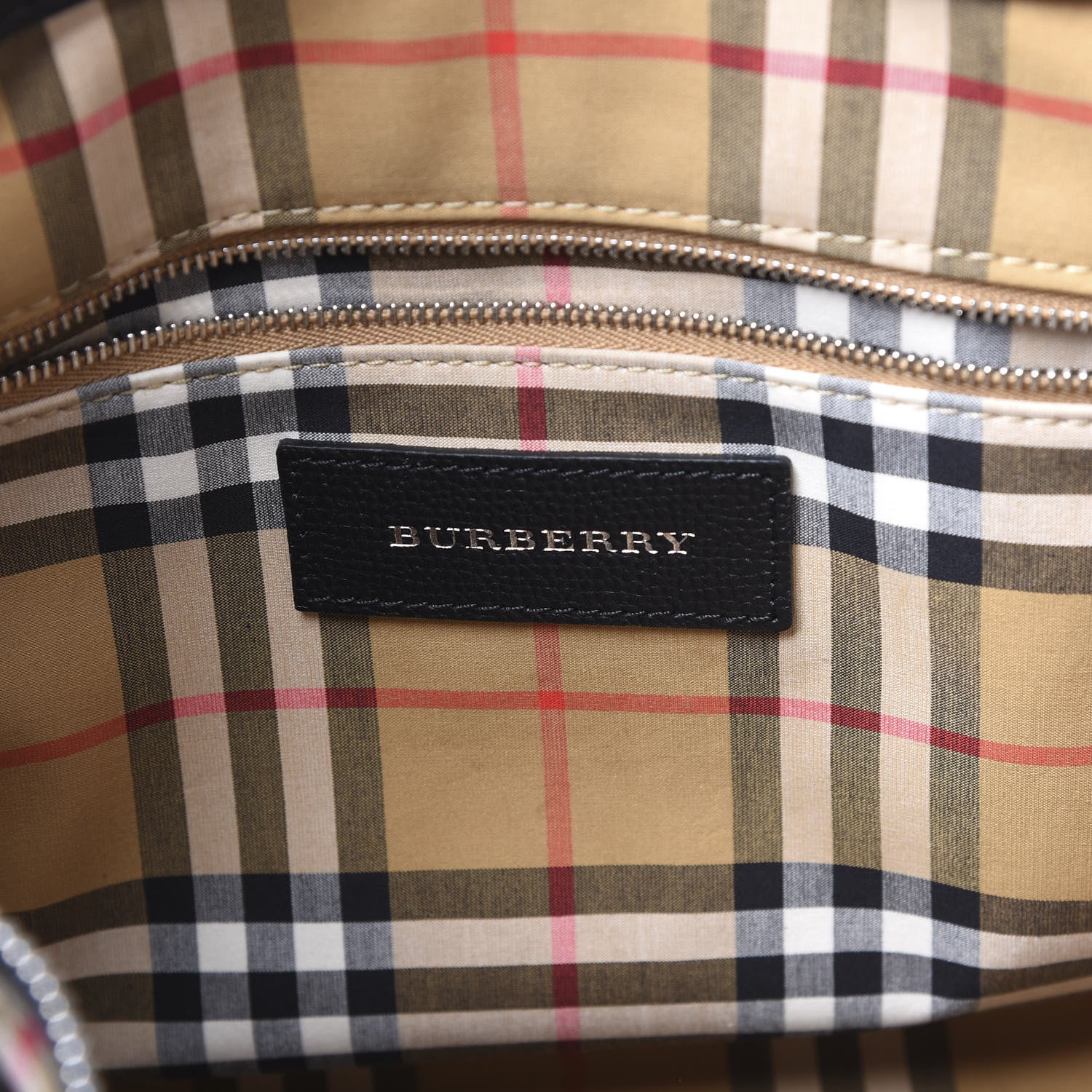 Burberry Derby Calfskin House Check Medium Banner Tote Black 5 of 10