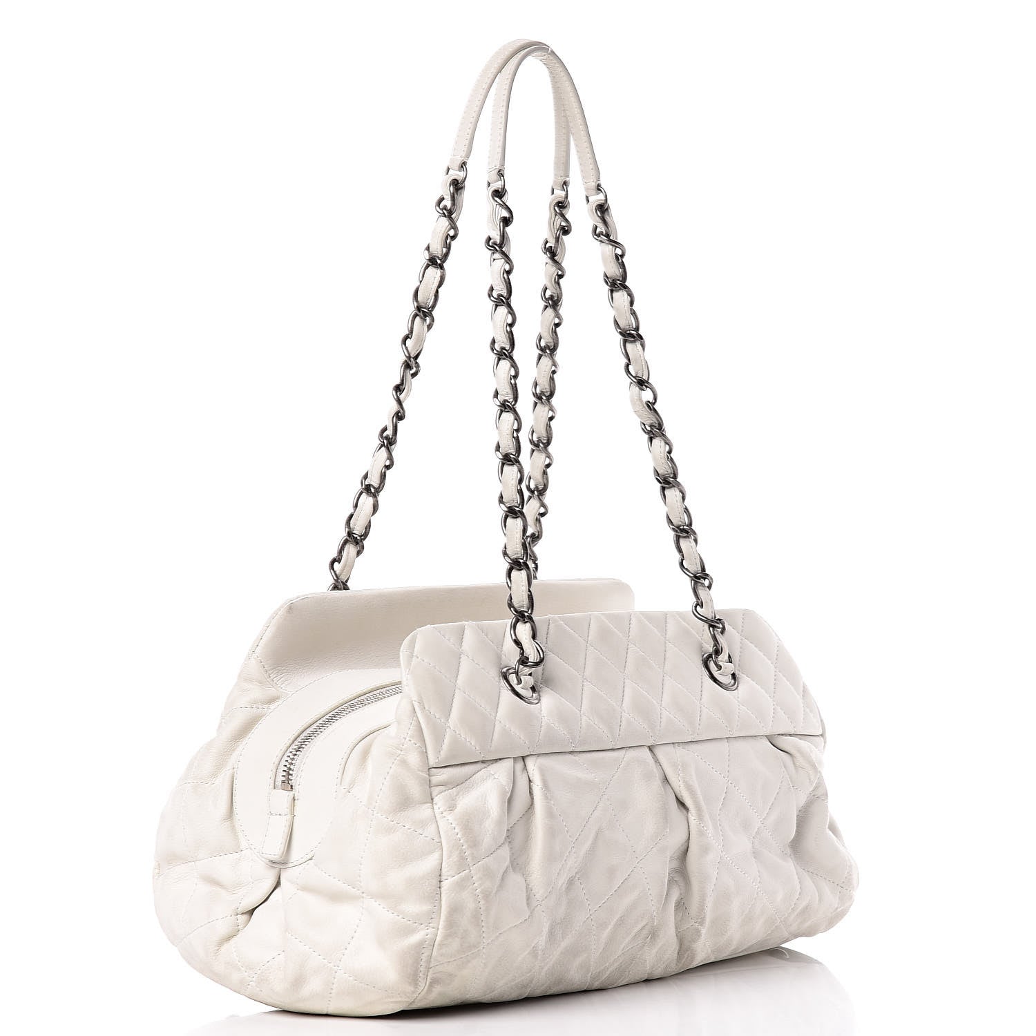 Chanel Iridescent Calfskin Chic Quilt Bowling Bag White 3 of 21