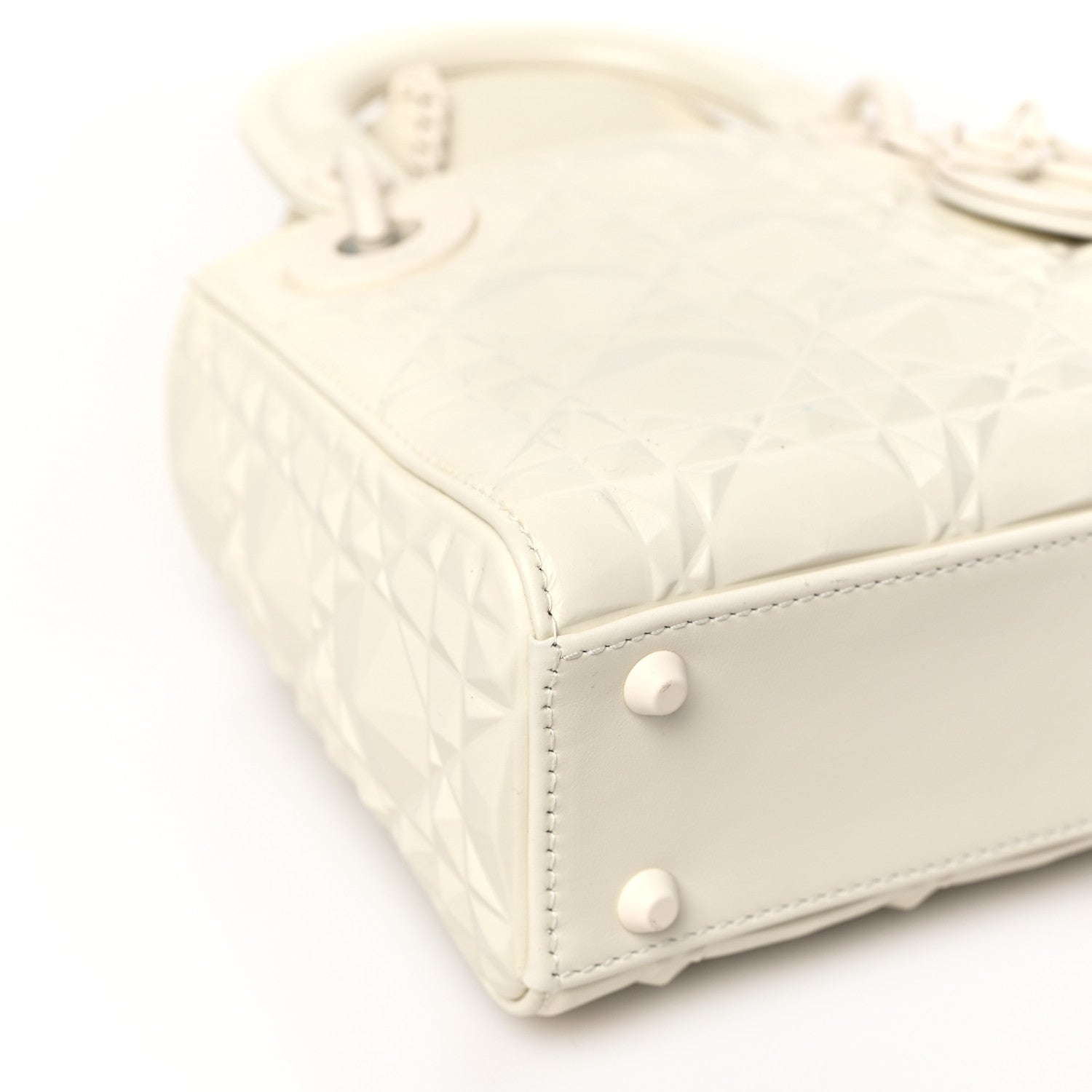 Christian Dior Calfskin Cannage Diamond Mini Lady Dior White 8 of 9
