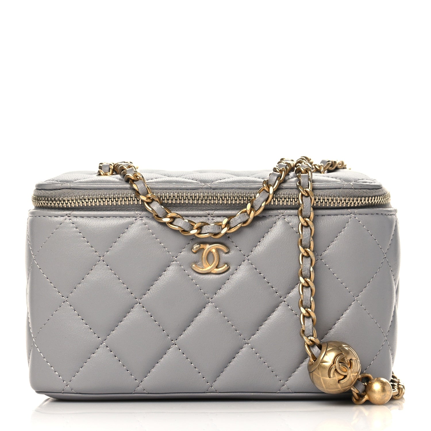 Chanel Lambskin Quilted Small Pearl Crush Vanity Case With Chain Grey 1 of 10