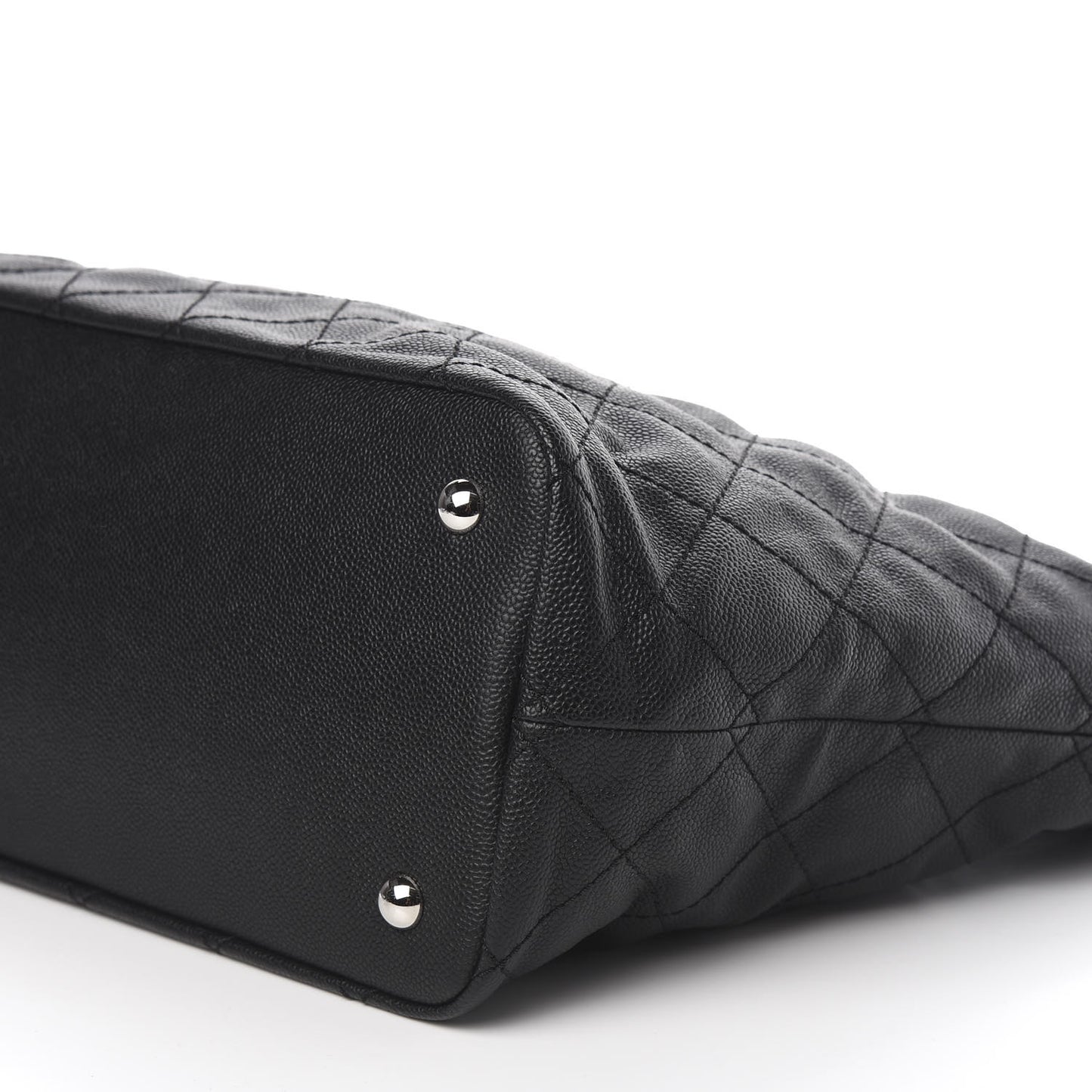 Grained Calfskin Quilted Large Daily Tote Black