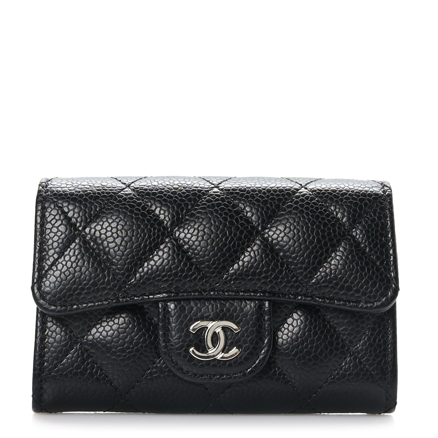Chanel Caviar Quilted Flap Card Holder Wallet Black 1 of 8
