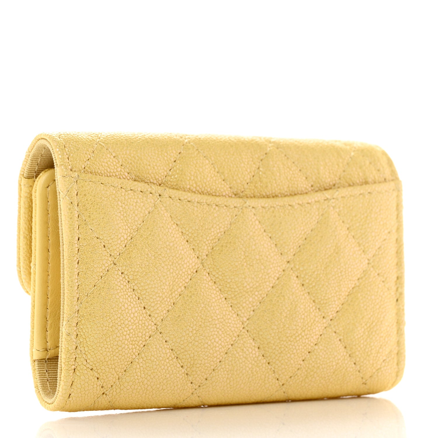 Chanel Iridescent Caviar Quilted Classic 4 Key Holder Wallet Yellow 3 of 8