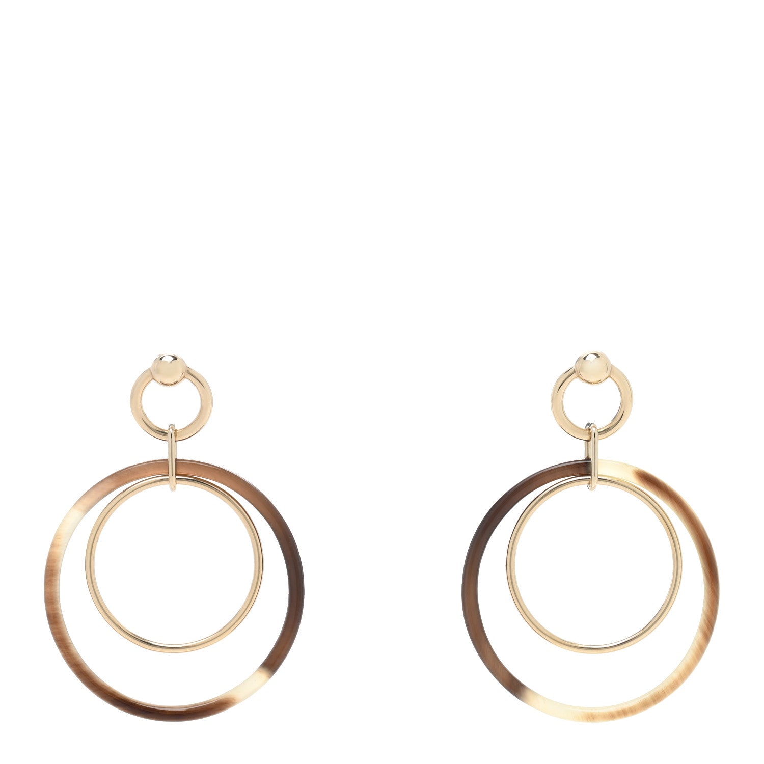 Hermes Permabrass Buffalo Horn Wood Amulette Hoop Earrings 1 of 5