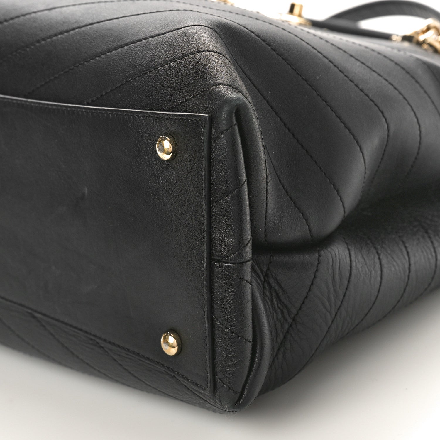 Chanel Calfskin Chevron Quilted Large Shopping Tote Black 8 of 15
