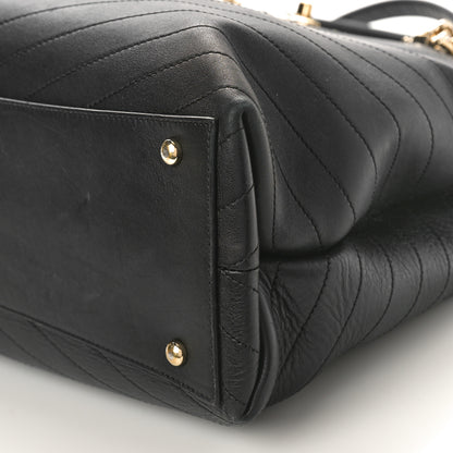 Chanel Calfskin Chevron Quilted Large Shopping Tote Black 8 of 15