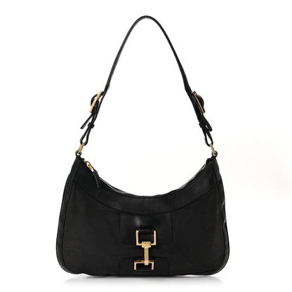 Gucci Canvas Calfskin Jackie O Hobo Black 1 of 10