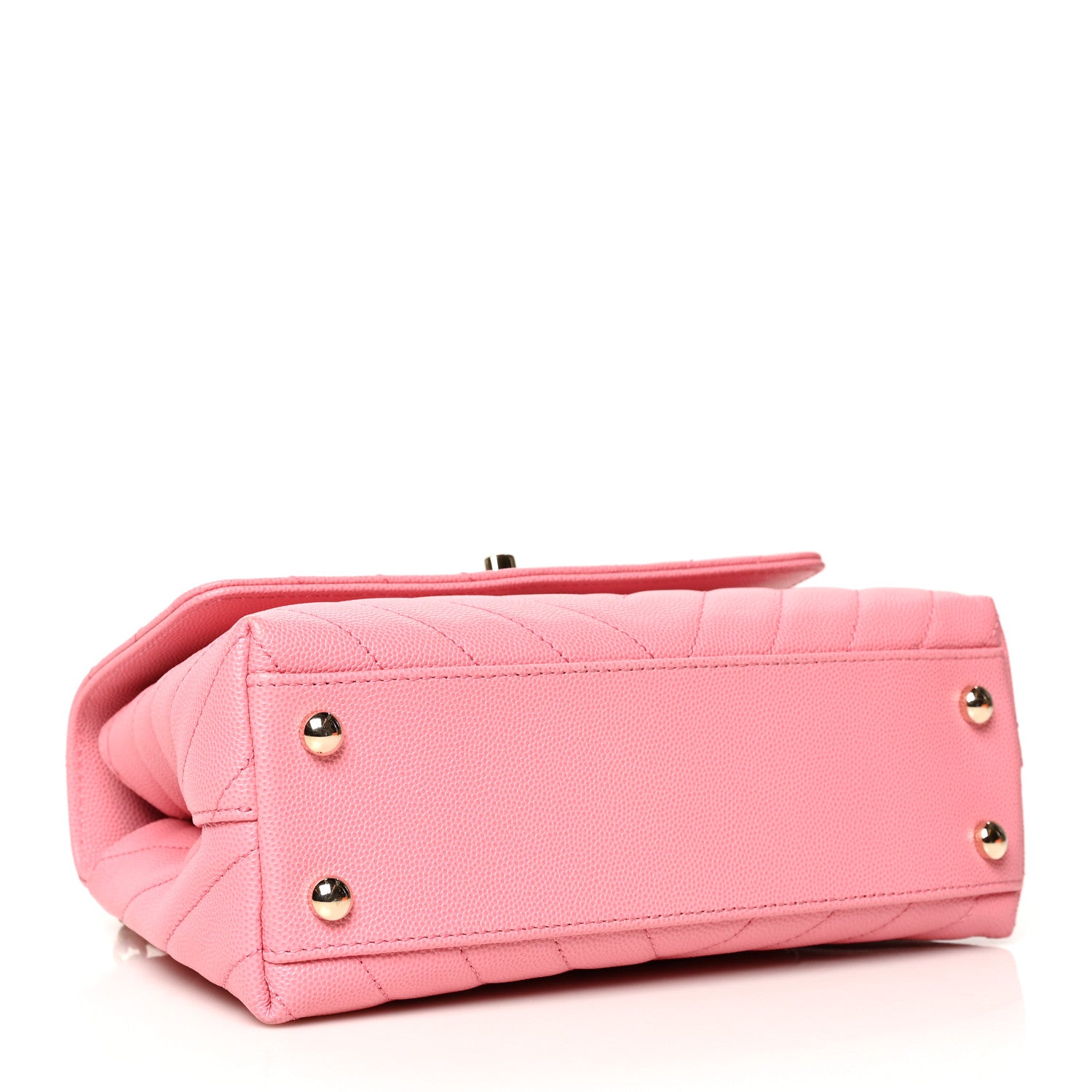 Chanel Caviar Chevron Quilted Mini Coco Handle Flap Pink 3 of 9