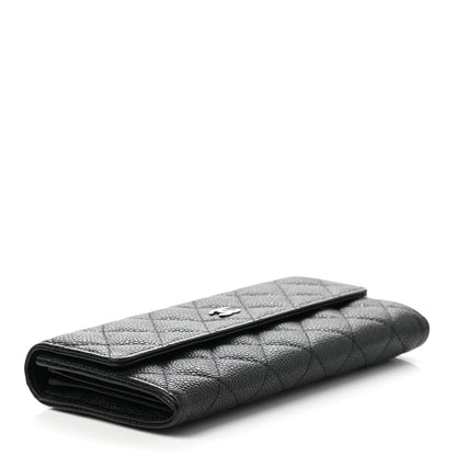 Chanel Caviar Quilted Large Gusset Flap Wallet Black 4 of 8