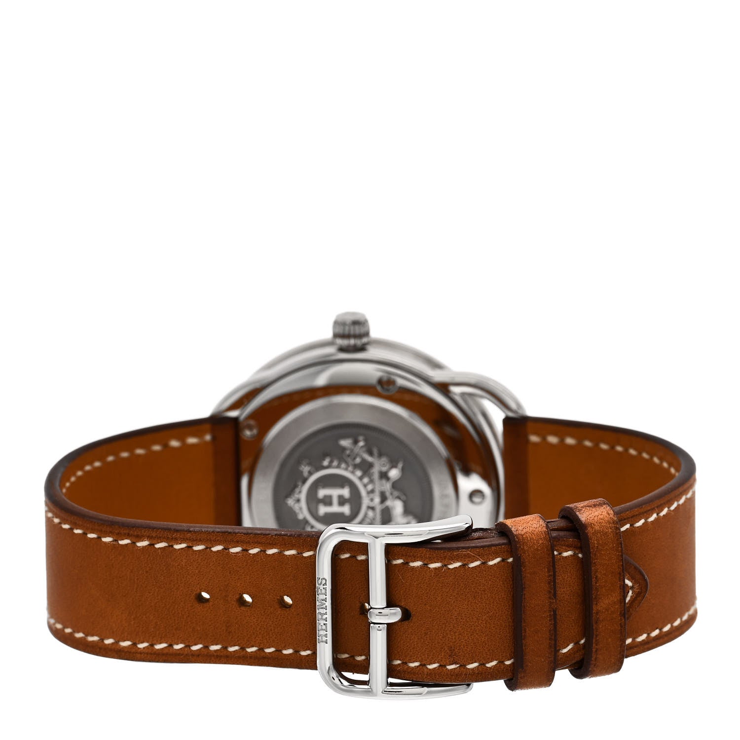 Hermes Stainless Steel Barenia 38mm Arceau Quartz Watch Fauve 3 of 6