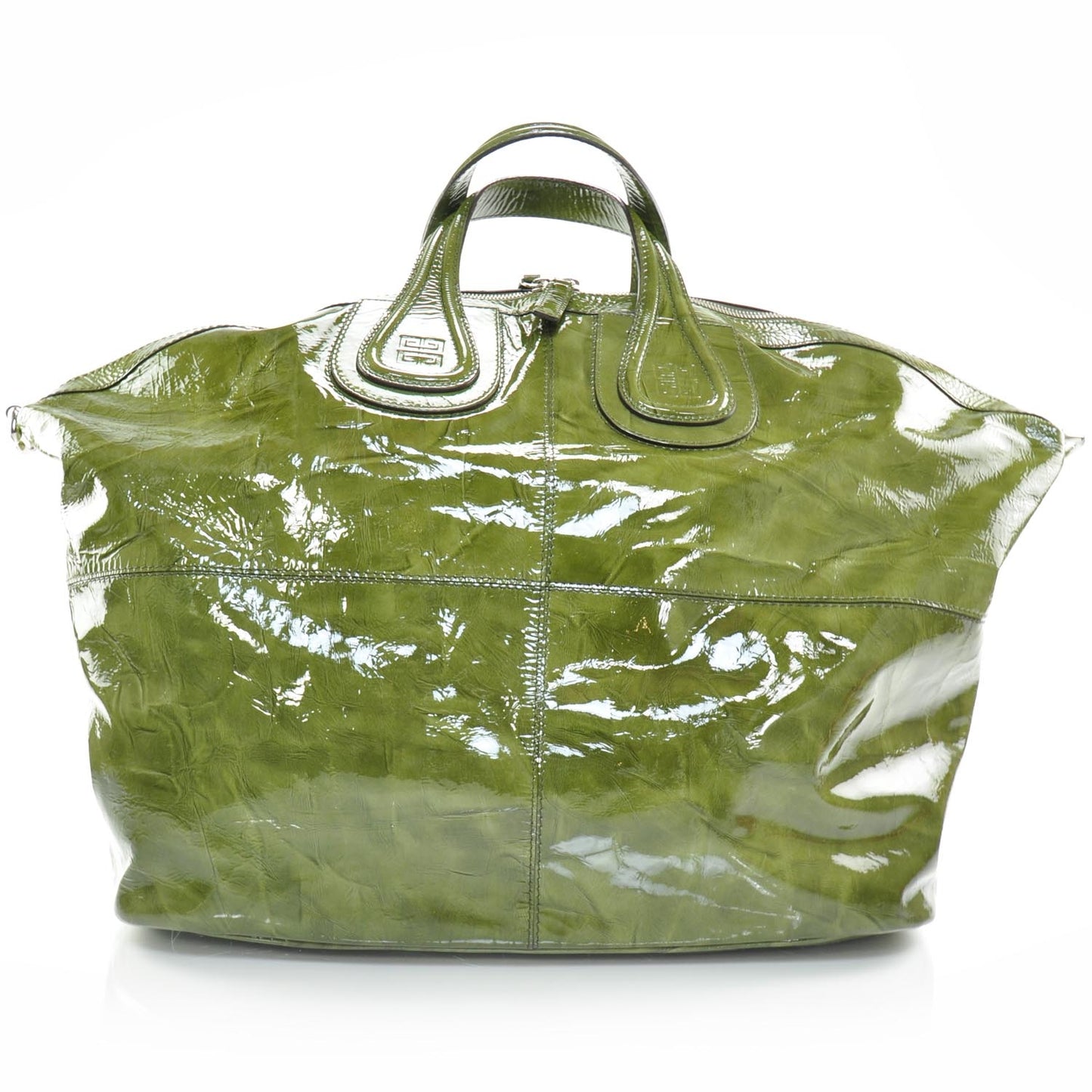 Crinkled Patent Nightingale Green