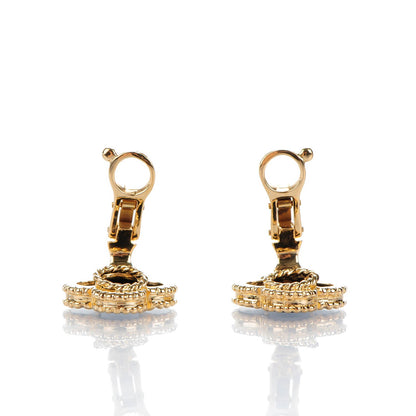 Van Cleef & Arpels 18K Yellow Gold Black Onyx Vintage Alhambra Earrings 3 of 4