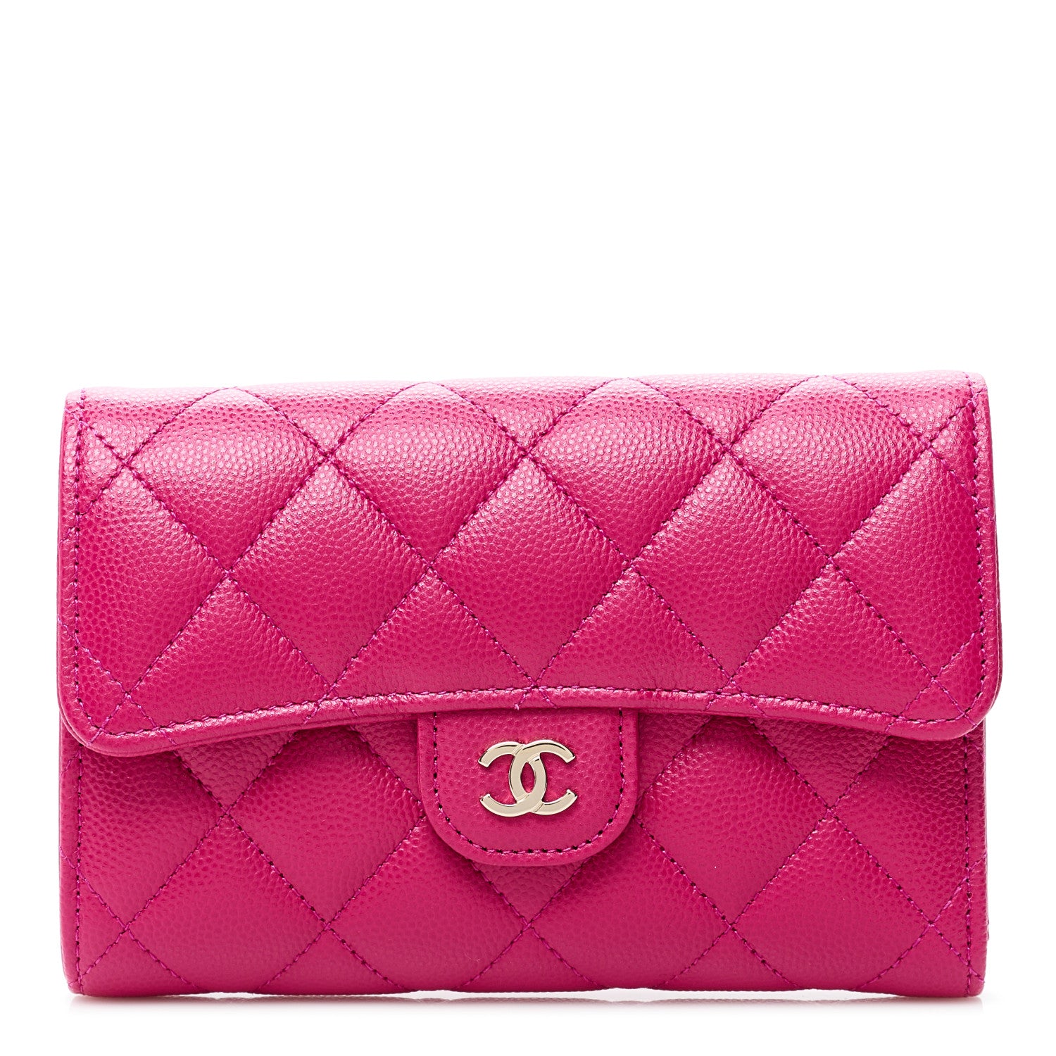 Chanel Caviar Quilted Medium Flap Wallet Fuchsia 1 of 12