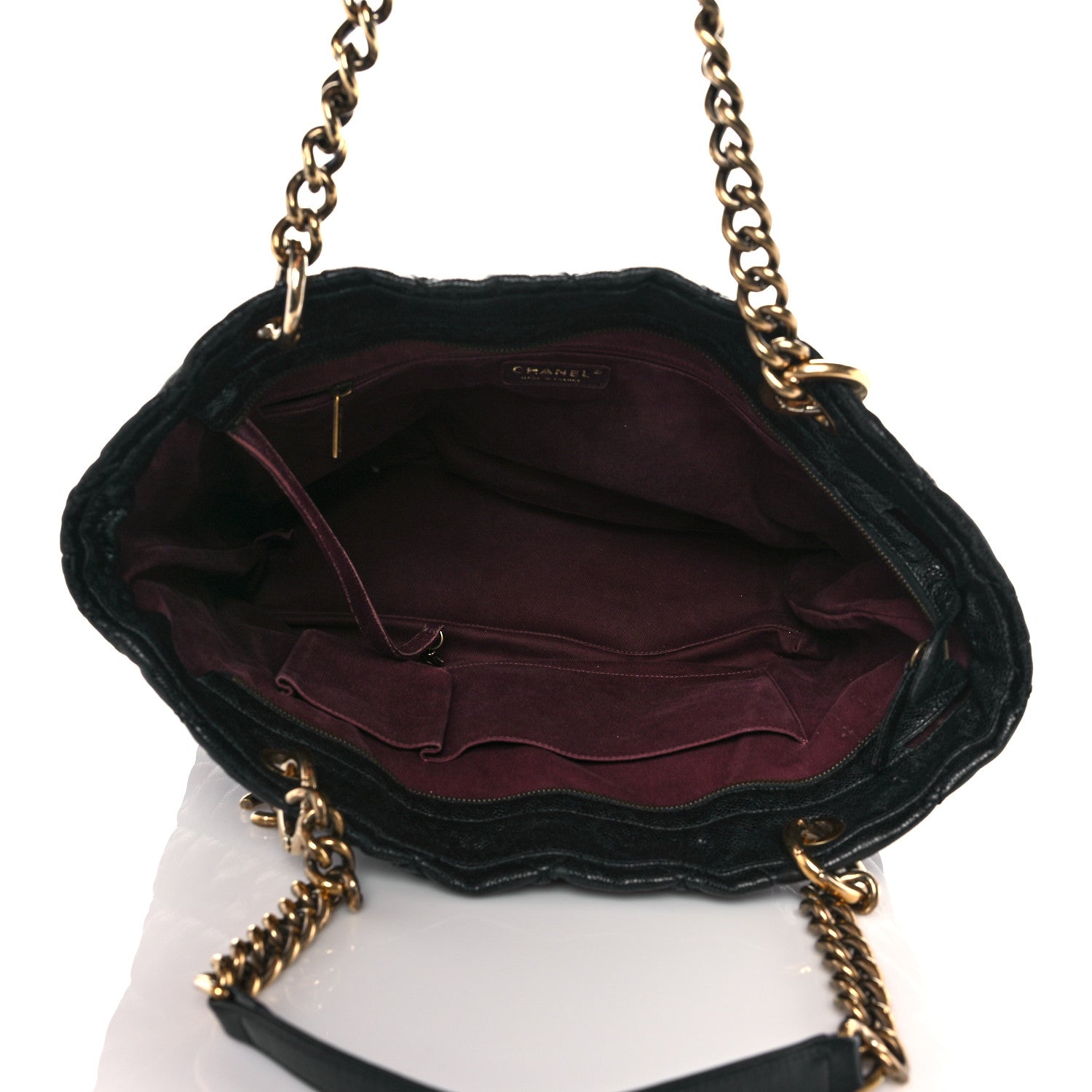 Chanel Crumpled Grained Calfskin Large Coco Pleats Tote Black 4 of 14