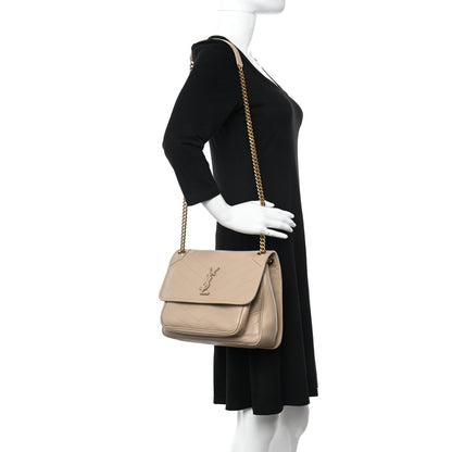 Saint Laurent Lambskin Matelasse Monogram Medium Niki Chain Satchel Dark Beige 2 of 11