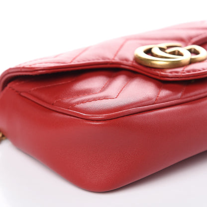 Gucci Calfskin Matelasse Super Mini GG Marmont Shoulder Bag Hibiscus Red 11 of 11