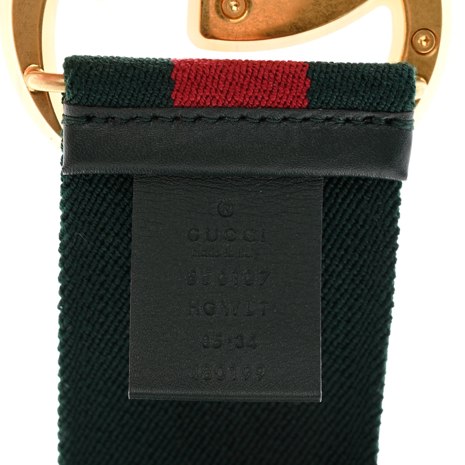Gucci Web Elastic Plexiglass GG Marmont Belt 85 34 Red Green 3 of 6