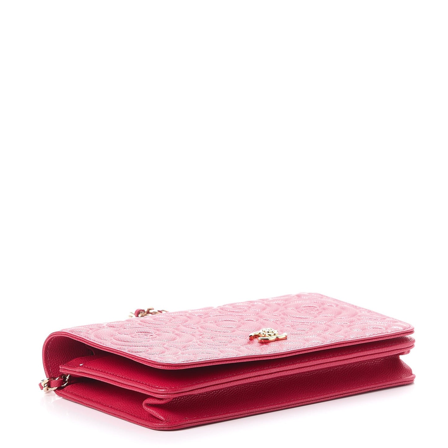 Caviar Camellia Embossed Wallet On Chain WOC Fuschia
