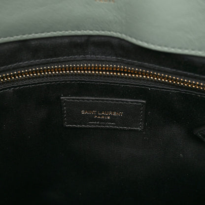 Saint Laurent Suede Y Quilted Monogram Medium Loulou Chain Satchel Vert Opaline 7 of 10