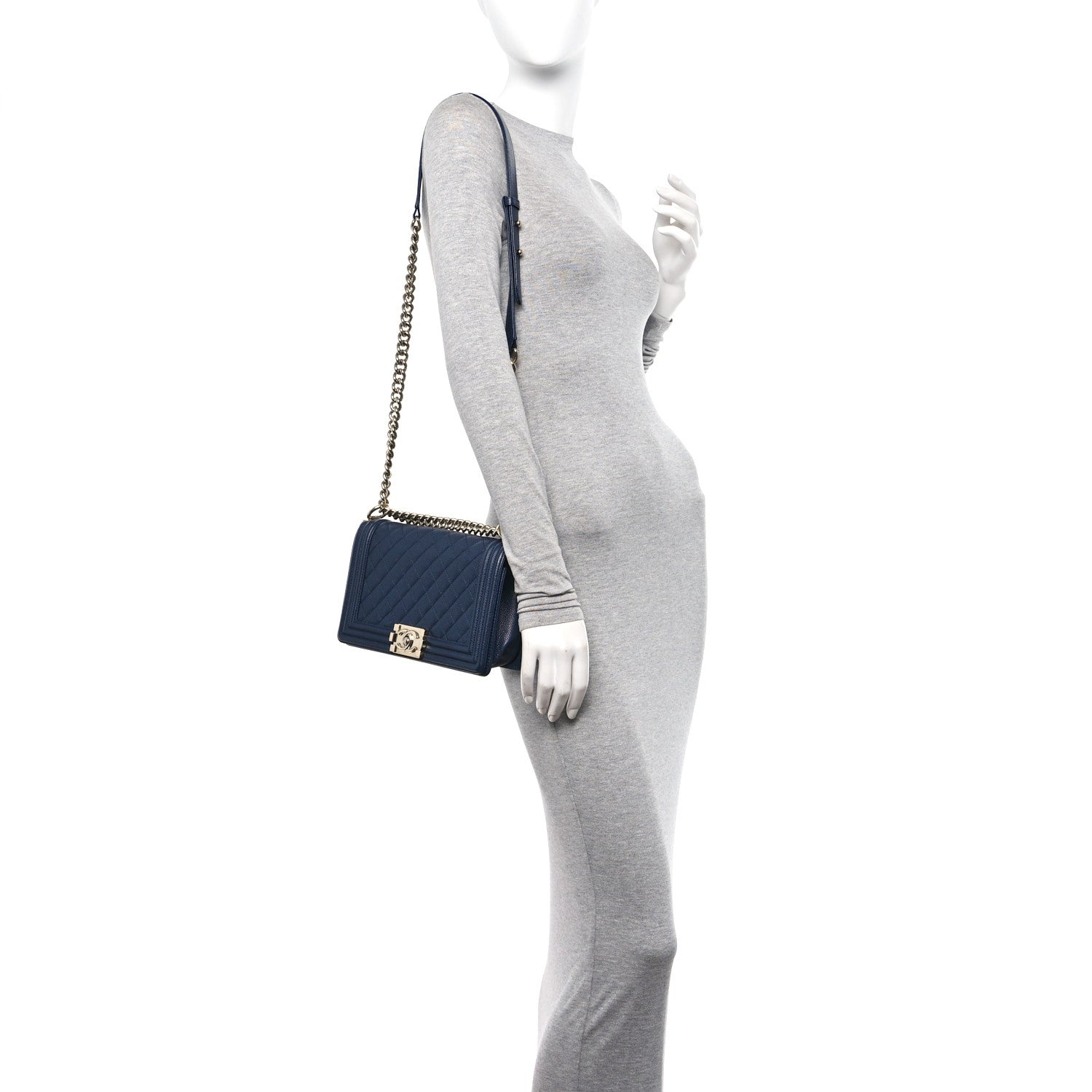 Chanel Caviar Quilted Medium Boy Flap Navy 2 of 10