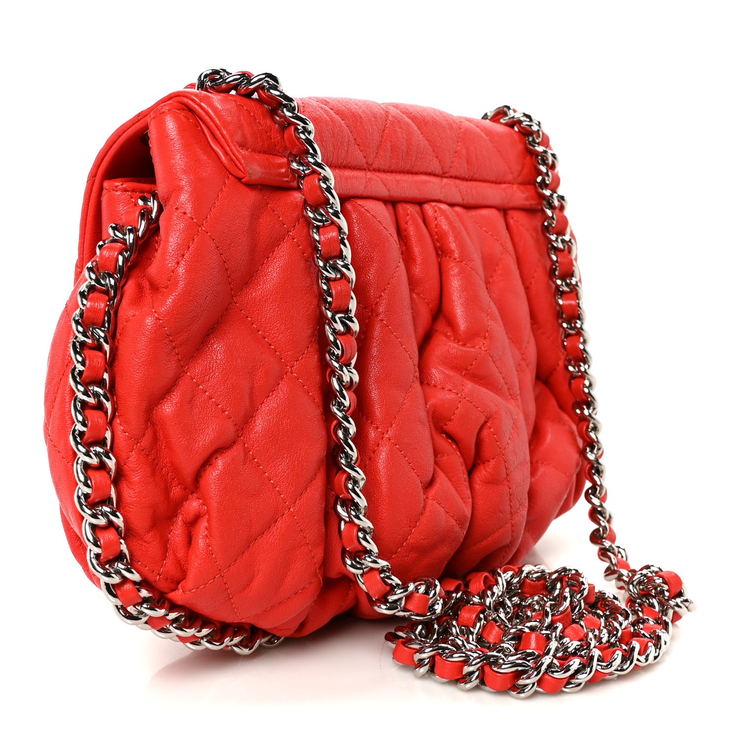 Chanel Washed Lambskin Quilted Medium Chain Around Messenger Red 2 of 9