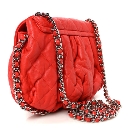 Chanel Washed Lambskin Quilted Medium Chain Around Messenger Red 2 of 9