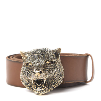 Gucci Calfskin Brass Feline Buckle Belt 95 38 Toscano 1 of 5