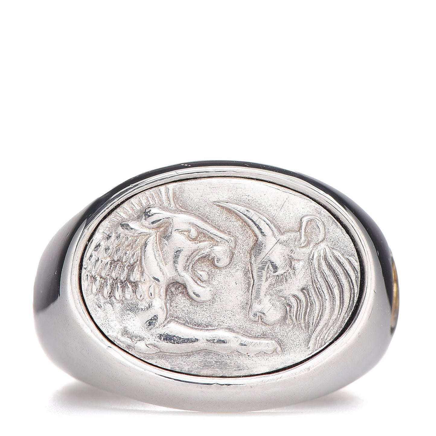 Sterling Silver 22K Yellow Gold Lion and Goat Petrvs Ring 59 9