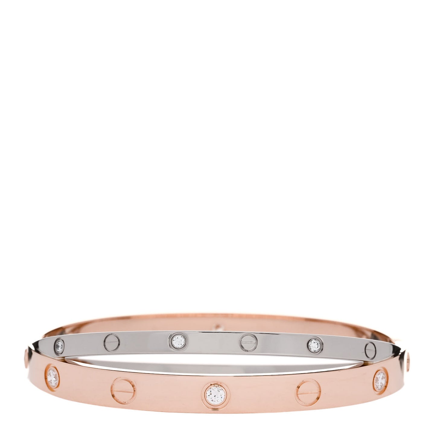 18K Pink White Gold 12 Diamond Double LOVE Bracelet 16