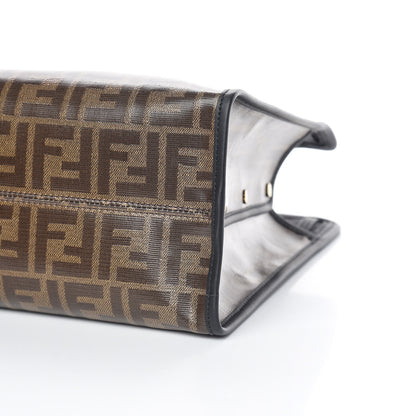 Fendi Glazed Fabric Vitello Century FF 1974 Stamp Patch Medium Peekaboo Defender Cover Mogano Panna Black 9 of 9