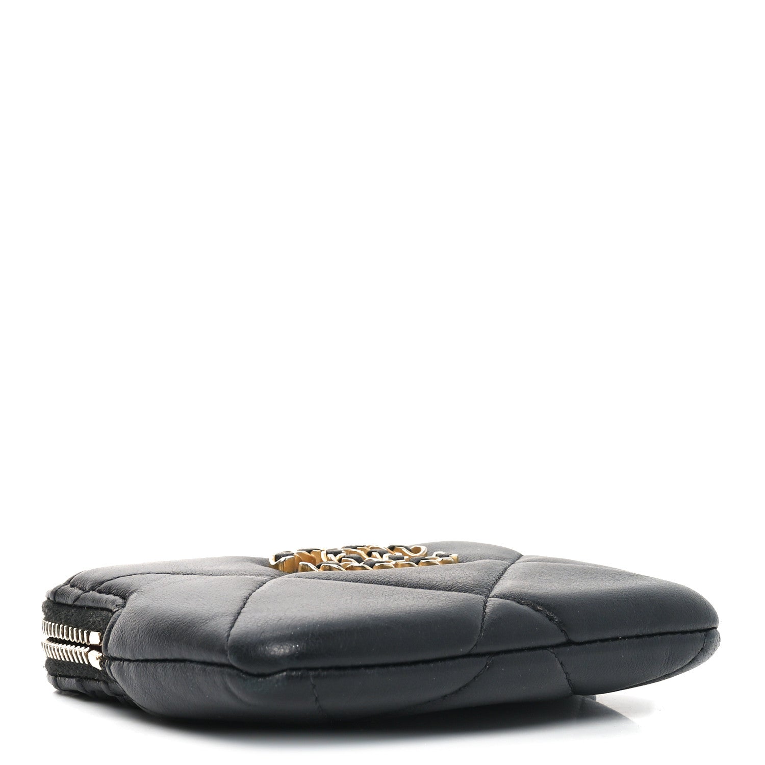 Chanel Lambskin Quilted Chanel 19 Zip Card Holder Wallet Black 4 of 7
