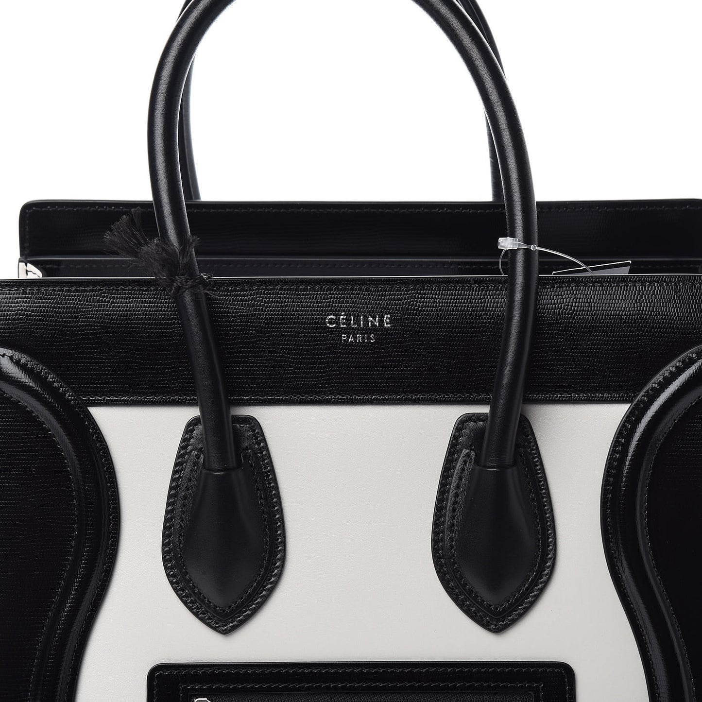 Sleek Calfskin Micro Bi-Color Luggage Black White