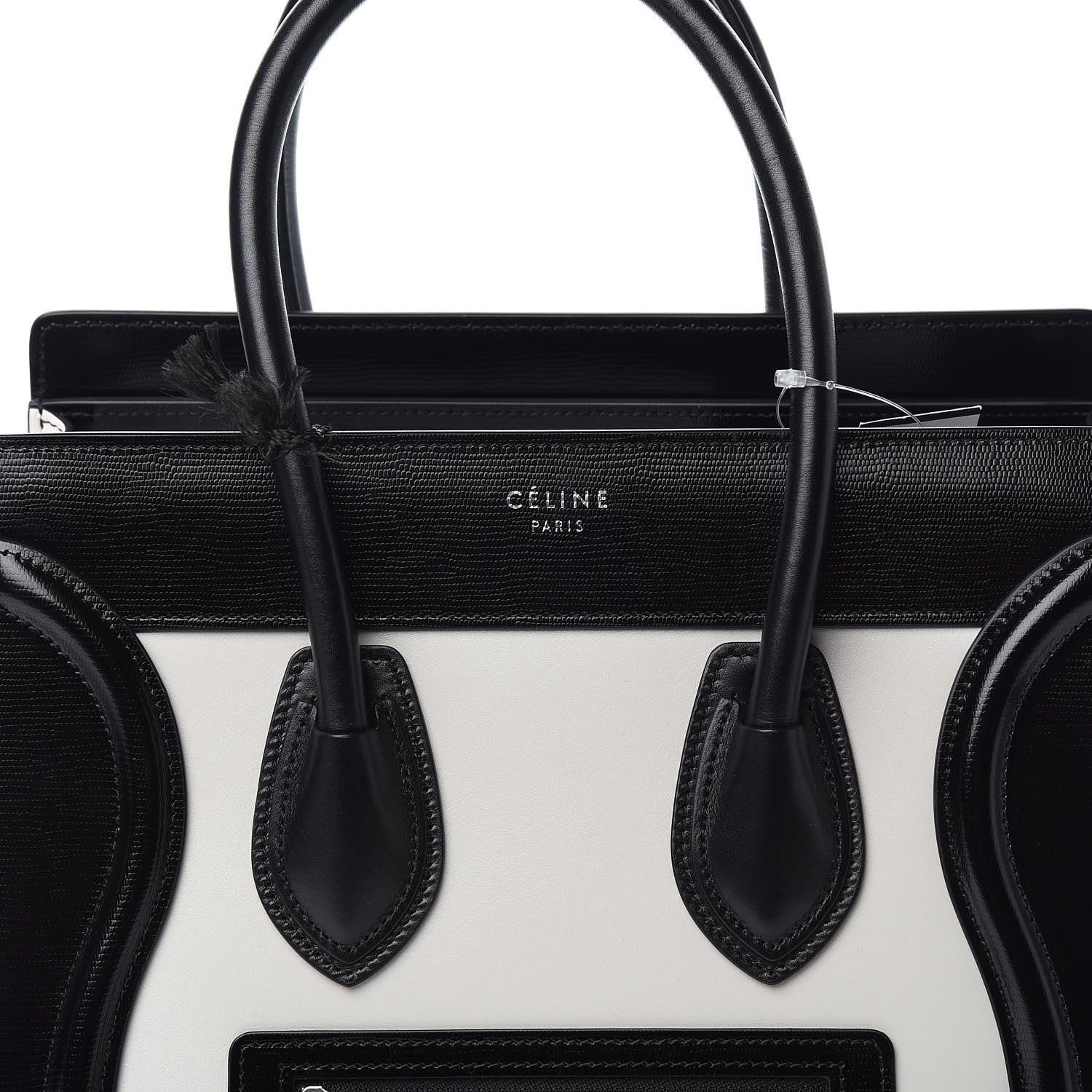 Celine Sleek Calfskin Micro Bi-Color Luggage Black White 6 of 8