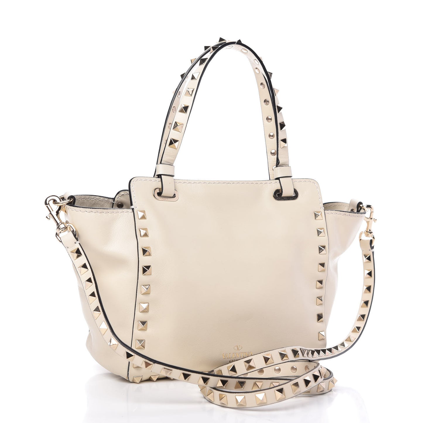 Vitello Mini Rockstud Tote Ivory