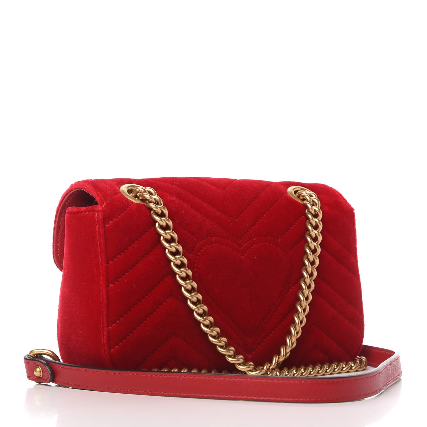 Velvet Matelasse Mini GG Marmont Shoulder Bag Hibiscus Red
