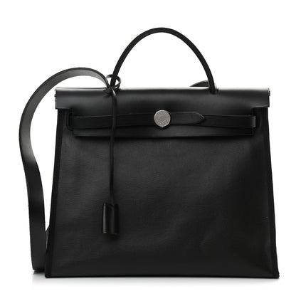 Hermes Toile H Berline Vache Hunter Herbag Zip PM 31 Black Ecru 3 of 13