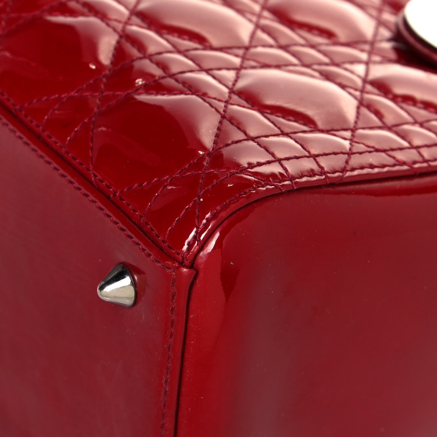 Christian Dior Patent Cannage Medium Lady Dior Red 10 of 13