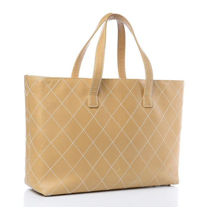 Chanel Calfskin Contrast Stitch Surpique Tote Beige 3 of 22
