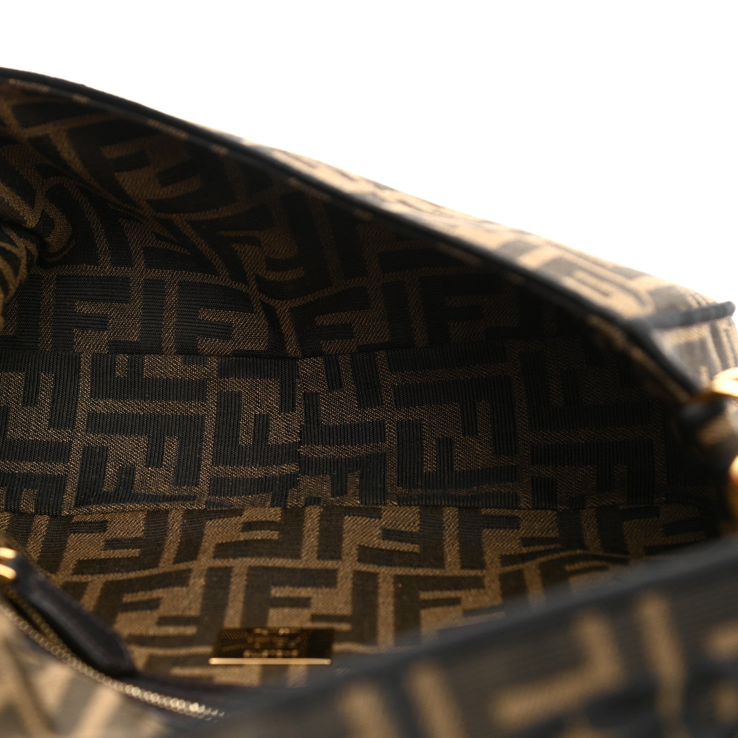 Fendi Fabric Jacquard FF 1974 Medium Baguette Tobacco Moro Black 5 of 16
