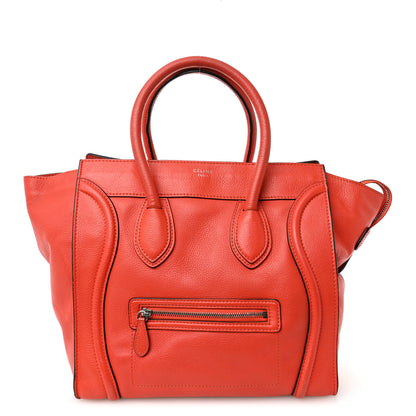 Celine Drummed Calfskin Mini Luggage Coquelicot 1 of 12