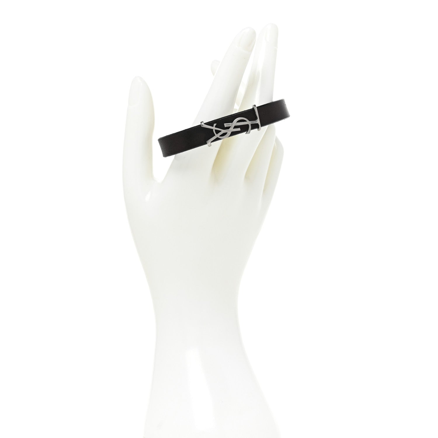 Saint Laurent Calfskin Monogram Bracelet M Black 2 of 4